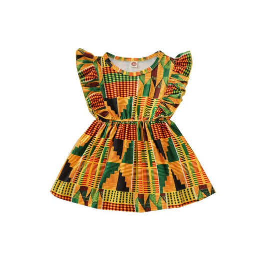 AFRICAN PRINT RUFFLE DRESS